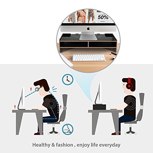 Desktop Monitor Stand Universal Desktop Monitor Ständer Wasserdichte und feuchtigkeitsbeständig Monitorständer für Desktop Schreibtisch – Monitor LCD TV Fernsehapparat Laptop Computer Schirm – Schwarz - 4
