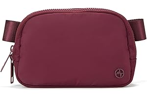Pander Double Zipper Fanny Pack Nylon Everywhere Belt Bag, Fashion Waist Packs for Women with Adjustable Strap, 1L. (Red Merlot)