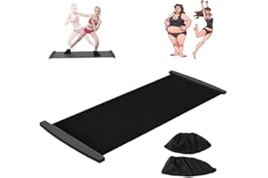 BOZAAP Slide Board with Shoe Cover and End Stops,Slimming Exercise Guide Slide Mat for Leg Pot Training Fitness and Low Impact Balance Training