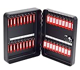 Maße: 30 x 24 x 8 cm OfficeForce® Schlüsselkasten mit Zahlenschloss/Schlüsselschrank, Modell Tresor für 36 Schlüssel, Wandmontage, schwarz (20092)