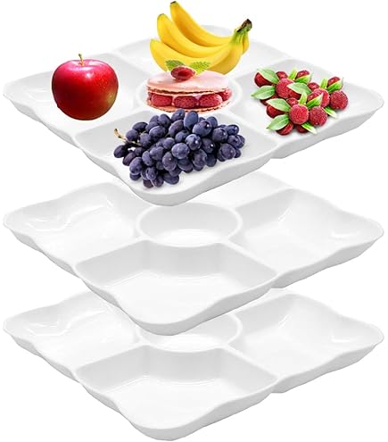 Set Di 4 Vassoi A Scomparti Per Snack – Plastica, Antiscivolo, Per Antipasti, Frutta Secca, Feste - 6
