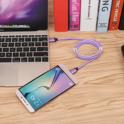  Lot de 2  Samsung Galaxy S9 C  ble en Nylon  Fundro USB Type C C  ble Chargeur pour Samsung Galaxy S9   S9 Plus   S8   S8 Plus   Note 8  Huawei P20   P20 Pro   P10   P10 Plus  Nintendo Switch  Google Pixel   Pixel XL  Moto Z et Plus  6ft   2m  Ultra Violet 