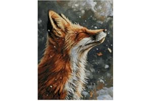 MAX STITCH DESIGN Fox Sideview - Kit de punto de cruz de algodón de 14 quilates, 150 x 200 puntadas, 26 x 36 cm, kit de punto de cruz de zorro de algodón contado