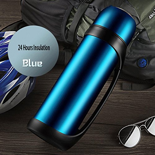 détail 304 en acier inoxydable de conservation de la chaleur de la chaleur de la chaleur de conservation des pots d'isolation extérieurs de voyage de capacité élevée Pot chaud d'isolation de bouilloire de pot 2.2L UOMUN ( Couleur : Bleu )