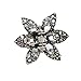 Shengxueer 1pc Metal Small Hair Claw Barrette Crystal Flower Hair Clip Accessories (Antique silver- Clear)