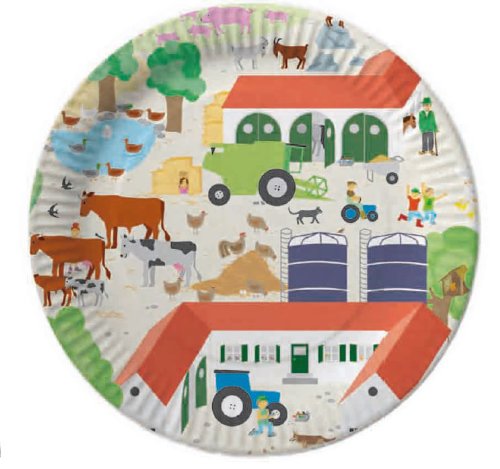 94-teiliges * BAUERNHOF * PARTY SET für Kindergeburtstag mit 6-8 Kinder: Teller, Becher, Servietten, Einladungen, Trinkhalme, Platzsets, Luftballons, Luftschlangen u.v.m. von DH-Konzept // Motto Mottoparty Deko Fest Kinder Geburtstag Farn Tiere - 2