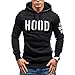 Produktbild FORH Herren Vintage Wintermantel Slim fit Kapuzenpullover "HOOD" Druck Hoodie Kapuzenpullover Warm pullover Sweatshirt Mit Kapuze Mantel Sweat Hood Übergangsjacke Outwear Tops (L, Schwarz)