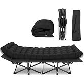 DMG TECH Folding Camping Cot, Portable Camping Bed with Pearl Cotton Mattress, Oxford Sleeping Cot for Adults, Outdoor Travel
