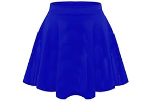 janisramone Kids Girls Children New Plain Flippy Flared High Waistband Stretch Short Mini Skater Skirts