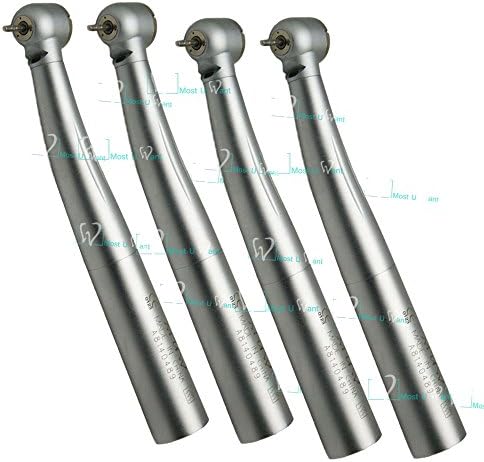 MUW® 4pcs Dental High Speed Handpiece 3 Points Spray Push Button Type Air Turbine Compatible with KAVO Style Fiber Optic Quick Coupler Coupling Swivel