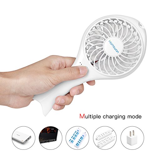 HAMSWAN AG20 Mini USB Schreibtisch Tragbarer Fan Wiederaufladbarer Fisch Baby Handfächer (weiß) - 3
