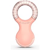 SUAVINEX Cooling Baby Teether, from 4 Months. Cooling Teething Ring, with Reliefs, Pink