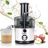 Duronic JE7C Centrifugeuse à jus de 800W pour fruits et légumes entiers - Large ouverture de 85 mm - Bec verseur anti-gouttes - Préparez vos jus fait-maison sans additifs, colorants ou sucre ajouté