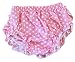 October Elf Baby Girl's Briefs Cotton Ruffle Bloomer and Headband Diaper Cover (S(0-6M), Pink+White)