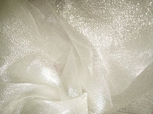 CRYSTAL Organza Stoff CREME CHAMPAGNER Meterware GLITZEROPTIK