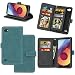 Produktbild LG Q6 Hülle, LG Q6 Handyhüle, Alfort Retro Matte Einfarbige Farbe Prämie PU Ledertasche Multifunktional Lederhülle Tasche Wallet Case Cover Schutzhülle für LG Q6 Smartphone 5.5" mit 9 Kartenfächer / Foto-Slot und Standfunktion ( Blau )