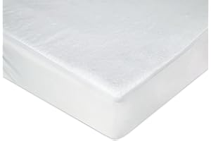 HAJRAN LINEN Next To Me Crib 100% Waterproof Mattress Protector | Non-Noisy & Non-Allergenic Fitted Sheet | Soft and Super Absorbent, 145 GSM Terry Towelling Fabric (White, 83-85 x 50-51 cm)