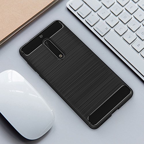 Funda Nokia 5  AICEK Negro Silicona Fundas para Nokia 5 Carcasa Nokia 5 Fibra de Carbono Funda Case  5 2 Pulgadas 