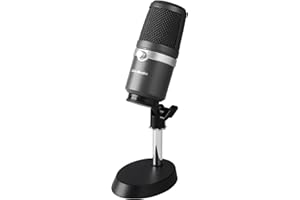 AVerMedia USB Microphone AM310 - Micro YouTube & Twitch - Micro cardioïde USB haute qualité, sans latence, parfait pour le streaming, avec retour audio du PC, écoutez votre voix en temps réel
