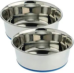 Pets Empire Pet Heavy Dog Bowl Export Quality with 100% Silicon Bonded Rubber Base Stainless Steel Dog Food Bowl Feeder Bowls Pet Bowl for Feeding Dogs Cats and Pets 1600 ml Pack of 2