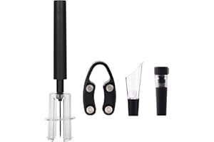 Cisixin Sacacorchos de Presión de Aire, Sacacorchos para Botellas, Kit de Abridor de la Botella del Vino con Corta Cápsulas, Vertedor de Vino, Tapón de Vino Silicona de Vacío Casa, Fiestas