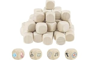 MAONATIVEY 20 Dados en Blanco de Bricolaje Dados de Madera sin Pintar Dados de Madera Lisa para Props de Juego de Cartas Manualidades,20 mm