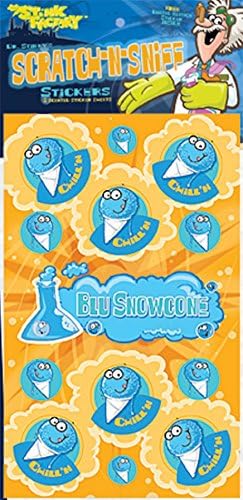 Dr. Stinky's Blue Snowcone Scented Scratch-N-Sniff Stickers - Teacher Gifts/Prize