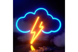 Foreverup Letrero de neón de nube azul y rayo amarillo, letrero de neón de nube LED, letreros de neón, luz de neón de rayo, para sala de estar, habitación de los niños, bar, sala de juegos, fiesta