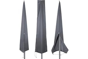 ‎PATIO PLUS PATIO PLUS Schutzhülle für Sonnenschirme, mit Reißverschluss，Schutzhülle 2 bis 3 M Große Sonnenschirm Abdeckung Wetterfeste UV-Anti Winddicht und Schneesicher Outdoor für Ampelschirm, Grau 190x25/50cm