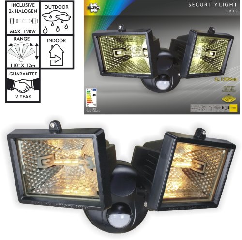 ELRO Doppel-Halogenstrahler mit 110° Bewegungsmelder / EEK C / IP44 Spritzwassergeschützt/ 2500 Lumen ES120/2 - 2