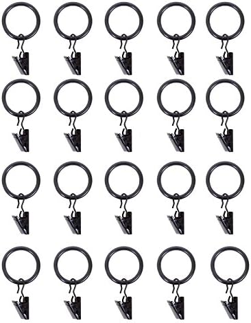KKMore Black Stainless Steel Curtain Clip Rings 1.5 Inch Interior Diameter Pack of 20