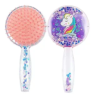 VikriDA Hair Comb for Girls Kids Brush Wet Detangler Brush with Soft Flexible Anti-Static Unicorn Vented Hair Brush for Women Girl Curly Straight Long or Short Wet Dry Hair
