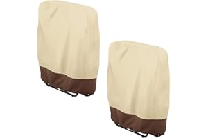 SEIWEI 2 fundas plegables para silla de exterior, 71 x 110 x 20 cm, resistentes al agua, Oxford Patio, para casa, jardín, muebles, protección (beige)