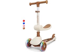 Stompa Scooter for 2 Year Old | 2-in-1 Toddler Scooter with Seat | 3 Wheel Scooters for Boy & Girl | LED Light Up Wheels, Adjustable Height, Foldable, Lean to Steer, Max 50KG