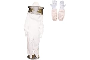 RXYNLL Bienenzuchtanzug für Kinder Professioneller Bienenzuchtschutzanzug Imkeranzug Einteiliger Anti-Bienenanzug für Kinder Imkerei Anzug Imkeranzug mit Schleier Reine,Baumwolle (120cm)