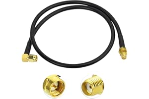 Eightwood Cable SMA Adaptateur SMA Antenne 4G Câble SMA Femelle Cloison vers Adaptateur mâle à Angle Droit SMA Câble RF RG58 50cm pour Antenne WiFi Routeur 4G Routeur WiMax