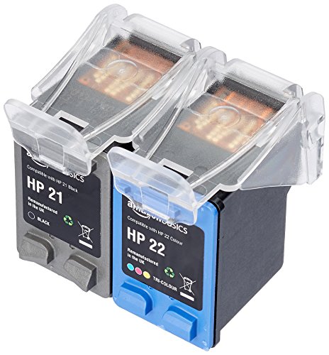 AmazonBasics - Cartucho de tinta regenerado HP 21 y HP 22 negro y tricolor AmazonBasics - Cartucho de tinta regenerado HP 21 y HP 22 negro y tricolor
