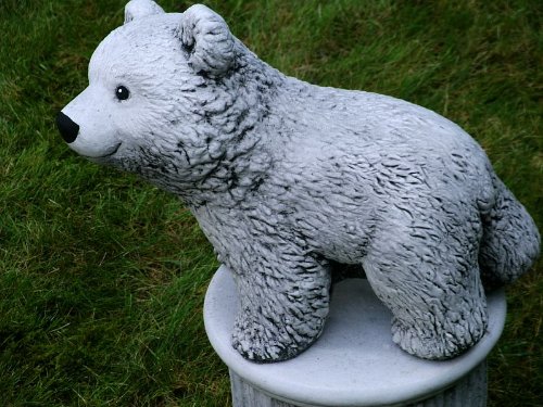 Steinfigur Berlin B„r 02 27 cm ca.11,3 kg grau-patiniert Frostfest Stein Nr.035 - 6