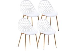 ‎BUYBYROOM buybyroom Esszimmerstuhl 4er Set Esszimmer Stühle mit Rückenlehne Metallbeinen Wohnzimmerstuhl Schalenstuhl, Weiß