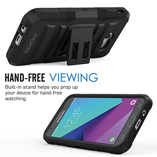 MoKo Galaxy J3 2017   J3 Emerge Funda - Cuerpo de Resistente Giratoria con Clip Anti-Choque de Doble Capa Case Cover para Samsung Galaxy J3  2017    Galaxy J3 Emerge NO APTA Galaxy J3 2016   2015    Negro