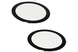 Jandei - Pack 2x Downlight LED 18W Redondo, Empotrable, 1440 Lum, Interior IP20, Marco Acabado Negro, Hueco Corte Ø 200-Ø 205 mm, Extraplano 13mm, Transformador Incluido (Blanco Neutro 4200k)