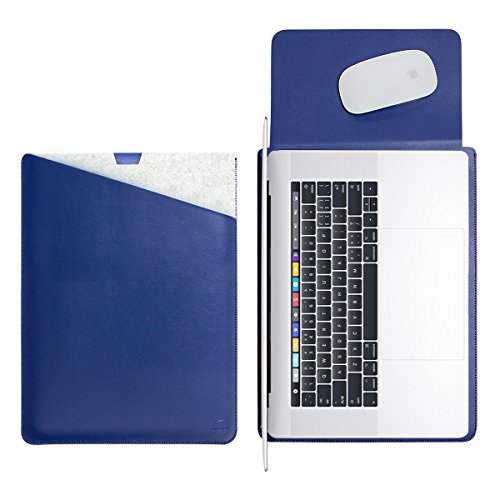 WALNEW 15 MacBook Pro 15 Zoll, Veröffentlicht in 2016, Schutzhülle, Hülle, Case, Cover, mit Zwei-Taschen-Design mit Geschütztem Inneren und Externem Mousepad,Marineblau