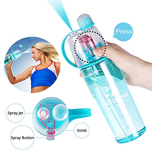 HKTOPONE Botella de Agua Deporte en Aerosol para Beber Botella de Agua Ciclismo Sin BPA 600 ml para Gimnasio, Ciclismo Correr Escalada Senderismo y montañismo (Azul)