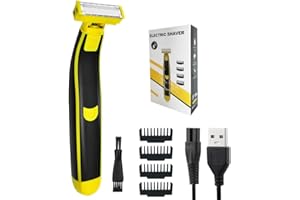 WDKXCN Rasoir Electriques Hommes, Tondeuse Intime Homme, USB Rechargeable Tondeuse Corps Homme, Imperméable Rasoir Electrique, Rasoir Electriques Hommes Barbe, 4 Sabot Réglable, 5 en 1