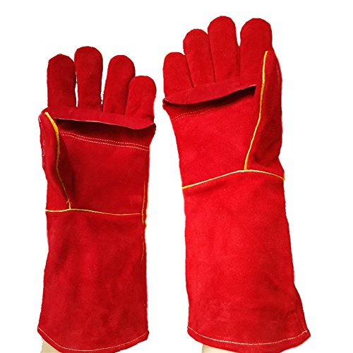 Yoxi Genuine Leather Heat Resistant Safety Gauntlet Gloves For