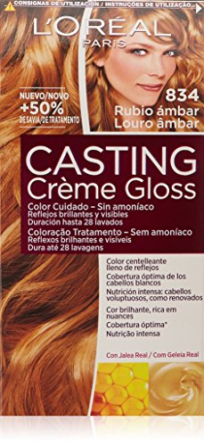 L'Oreal Paris Casting Crème Gloss Color cuidado. Sin amoníaco, Tono: 834 Rubio Ámbar - 600 ml
