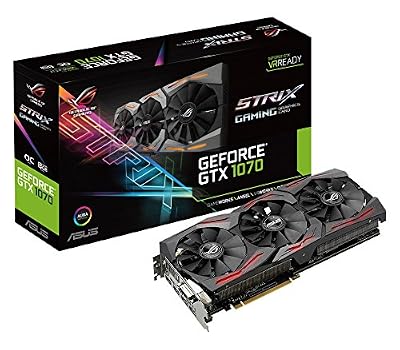 Asus ROG STRIX-GTX1070-O8G-GAMING Carte Graphique Nvidia GeForce GTX 1070, 1860 MHz OC, 8GB GDDR5 256 bit, DirectCU III