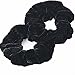 AADYA® PAIR OF EXTRA LARGE (15CM) VELVET HAIR SCRUNCHIES ELASTIC SCRUNCHY HAIR BOBBLES (26 DIFFERENT COLORS) (BLACK)