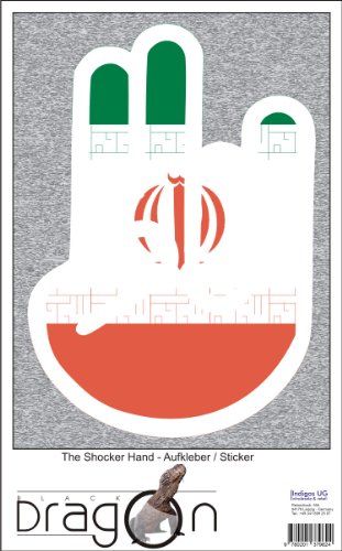 The Shocker Hand - Laptop Notebook Skin Sticker Cover Art Decal -
210x144 mm white Outline with Flag - Iran