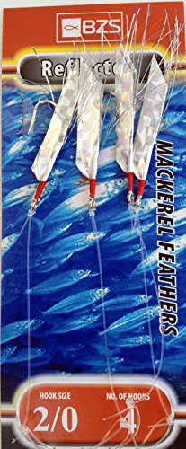 bzs Lot de 10 mitraillettes d'hameçons pour pêche au maquereau Argenté